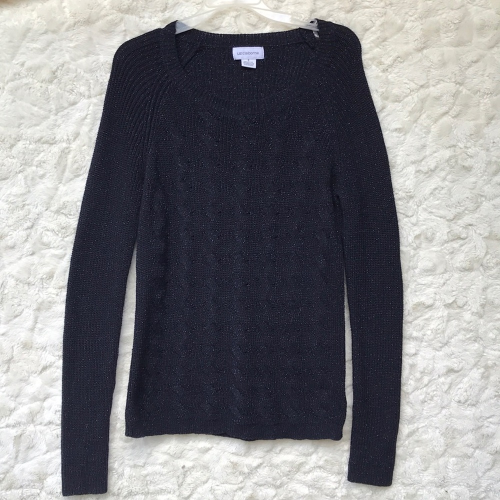 EUC Liz Claiborne Dark Blue/Metallic Sweater SzSM